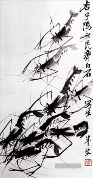 齐白石 Qi Baishi Werke - Qi Baishi Garnelen 2 alte China Tinte